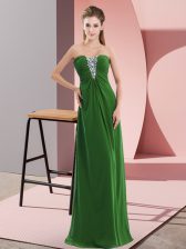 Elegant Green Sleeveless Chiffon Zipper Evening Dress for Prom and Party