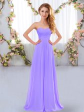  Floor Length Lavender Quinceanera Dama Dress Sweetheart Sleeveless Lace Up