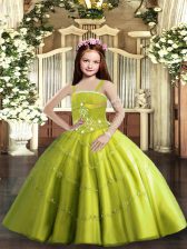  Yellow Green Straps Neckline Beading Pageant Dress Wholesale Sleeveless Lace Up