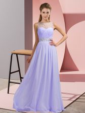  Lavender Prom Dresses Prom and Party with Beading Scoop Sleeveless Backless