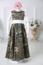  Multi-color Sleeveless Floor Length Belt Zipper Flower Girl Dresses for Less