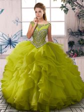 Gorgeous Organza Sleeveless Floor Length Sweet 16 Quinceanera Dress and Beading and Ruffles