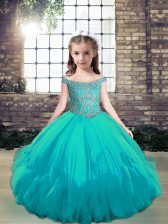 Popular Sleeveless Beading Lace Up Little Girl Pageant Dress