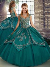 Sophisticated Floor Length Ball Gowns Sleeveless Teal 15th Birthday Dress Lace Up
