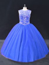 Fitting Sleeveless Beading Lace Up Quinceanera Dress