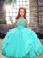  Organza Sleeveless Floor Length Pageant Dress Wholesale and Beading and Ruffles