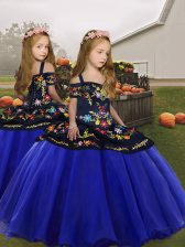 Admirable Sleeveless Embroidery and Ruffles Lace Up Little Girl Pageant Dress