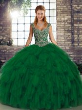  Organza Sleeveless Floor Length Quinceanera Dress and Beading and Ruffles