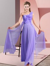 Inexpensive Floor Length Empire Sleeveless Lavender Quinceanera Dama Dress Lace Up