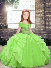  Beading and Ruffles Little Girl Pageant Dress Lace Up Sleeveless Floor Length