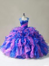Lovely Multi-color 15 Quinceanera Dress Sweet 16 and Quinceanera with Beading and Ruffles Straps Sleeveless Zipper