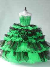 Fine Sleeveless Beading and Ruffled Layers Lace Up Sweet 16 Quinceanera Dress