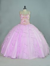 Popular Lilac Sleeveless Tulle Lace Up 15th Birthday Dress for Sweet 16 and Quinceanera