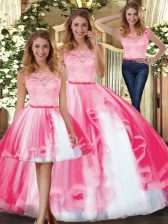  Sleeveless Clasp Handle Floor Length Lace and Ruffles Sweet 16 Quinceanera Dress