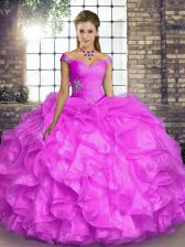  Sleeveless Lace Up Floor Length Beading and Ruffles 15 Quinceanera Dress