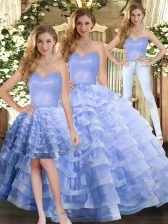 On Sale Lavender Lace Up Sweetheart Ruffled Layers Ball Gown Prom Dress Organza Sleeveless