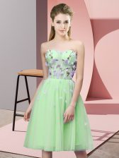  Knee Length Dama Dress for Quinceanera Tulle Sleeveless Appliques