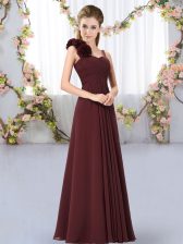 Lovely Empire Vestidos de Damas Brown Straps Chiffon Sleeveless Floor Length Lace Up