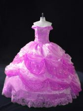  Lilac Organza Lace Up Quinceanera Gowns Sleeveless Floor Length Beading and Appliques and Pick Ups
