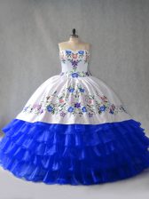 Captivating Sweetheart Sleeveless Organza Sweet 16 Dresses Embroidery and Ruffled Layers Lace Up