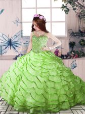  Ball Gowns Beading and Ruffled Layers Little Girls Pageant Dress Lace Up Organza Sleeveless