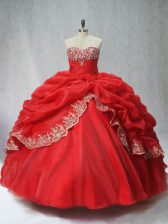  Organza Sleeveless Floor Length Quinceanera Gowns and Appliques and Pick Ups