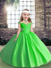 Custom Fit Ball Gowns Girls Pageant Dresses Straps Tulle Sleeveless Floor Length Lace Up