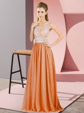  Orange Sleeveless Chiffon Backless Prom Dress for Prom and Party and Military Ball