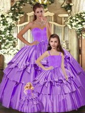  Ruffled Layers 15 Quinceanera Dress Lilac Lace Up Sleeveless Floor Length