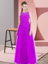  Purple Prom Dress Prom and Party with Beading Scoop Sleeveless Side Zipper