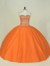 Classical Floor Length Orange Sweet 16 Quinceanera Dress Sweetheart Sleeveless Lace Up