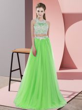 Elegant Halter Top Sleeveless Tulle Dama Dress for Quinceanera Lace Zipper
