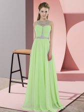  Floor Length Yellow Green Prom Dresses Scoop Sleeveless Zipper