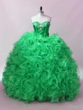New Arrival Floor Length Green 15th Birthday Dress Sweetheart Sleeveless Lace Up
