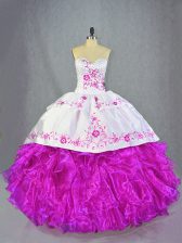 Best Ball Gowns Sleeveless Fuchsia Quince Ball Gowns Brush Train Lace Up