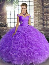 Free and Easy Off The Shoulder Sleeveless Fabric With Rolling Flowers Quinceanera Gowns Beading Lace Up