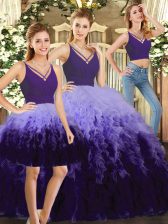 Attractive Tulle Sleeveless Floor Length Sweet 16 Dresses and Ruffles