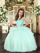 Fantastic Sleeveless Lace Up Floor Length Beading Kids Pageant Dress