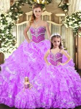  Ball Gowns Sweet 16 Quinceanera Dress Lilac Sweetheart Organza Sleeveless Floor Length Lace Up