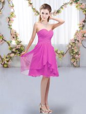  Fuchsia Sleeveless Chiffon Lace Up Court Dresses for Sweet 16 for Wedding Party