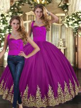  Tulle Sleeveless Floor Length Quinceanera Gown and Embroidery