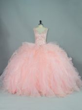  Tulle Sleeveless Quinceanera Gown and Ruffles