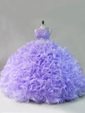 Captivating Lavender Sleeveless Floor Length Beading Lace Up Quinceanera Gown