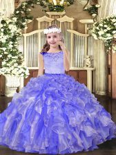 Super Lavender Zipper Pageant Dress Toddler Beading Sleeveless Floor Length