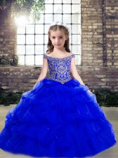  Sleeveless Lace Up Floor Length Beading and Pick Ups Pageant Gowns For Girls