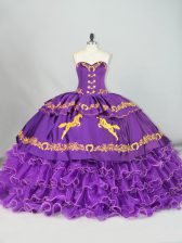  Purple Sweet 16 Quinceanera Dress Sweetheart Sleeveless Brush Train Lace Up