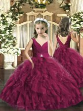  Sleeveless Tulle Pageant Dress Womens Beading and Ruffles Backless