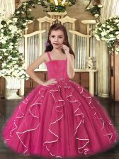  Straps Sleeveless Tulle Little Girls Pageant Dress Wholesale Ruffles Lace Up
