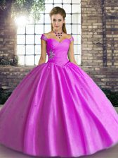 Discount Off The Shoulder Sleeveless Lace Up Sweet 16 Dresses Lilac Tulle