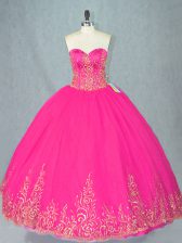  Sweetheart Sleeveless Tulle Ball Gown Prom Dress Beading Lace Up